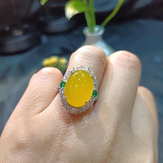✨Imperial Xanh Vàng Xanh Marrow Bồ Câu Trứng Ngọc Màu Nhẫn Tính Khí Sang Trọng Hạt Đá Một Vòng Sản Phẩm 25.5.23