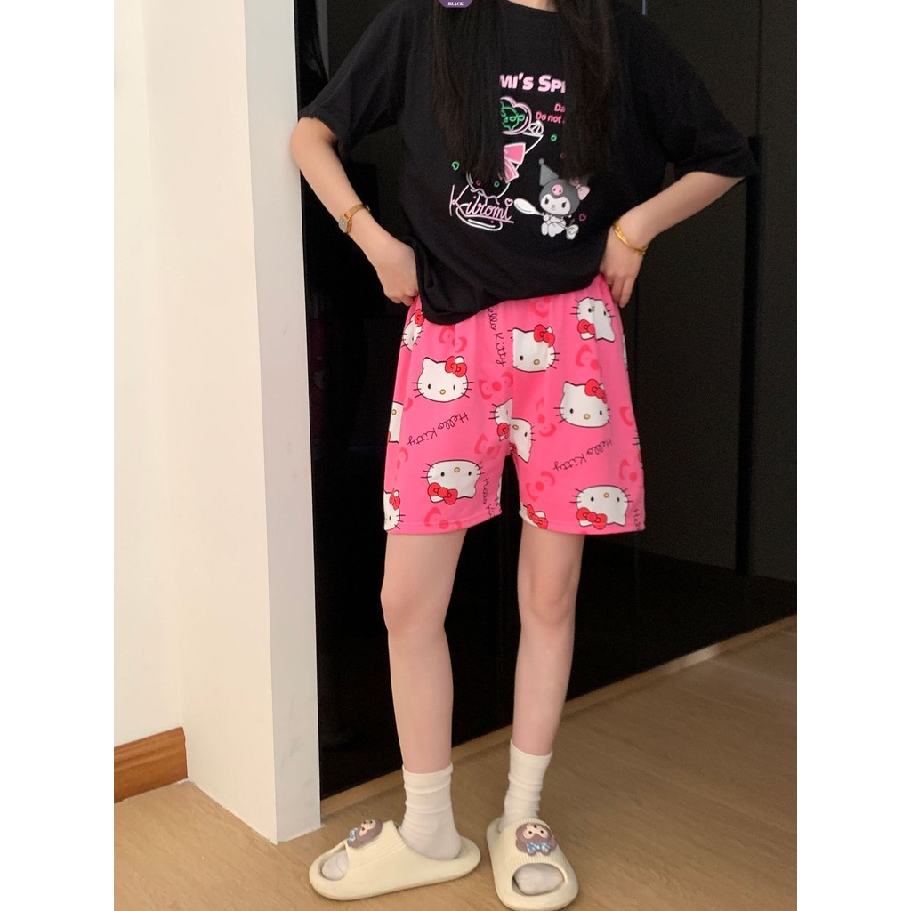 Thoải Mái Đáy Đỏ Hoạt Hình Người Nhện Pyjama Quần Nữ Rời Hàn Quốc Quần Short Nhà [BL]