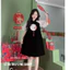 Đầm Nữ BABEE Kiểu Babydoll Tay Ngắn Phối Charm Xinh Xắn Chất Nhung Mềm Mịn Thoải Mái