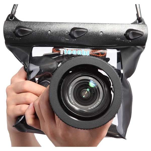 Máy ảnh Tebile SLR Vỏ chống mưa Vỏ chống nước Túi đựng máy ảnh dưới nước Vỏ lặn Ống kính Vỏ chống bụi Vỏ chống mưa