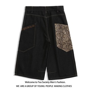 GKSSS Quần short denim nam thương hiệu thời trang Mỹ dáng rộng giản dị chất lượng cao phong cách trung tính thiết kế họa tiết trăn