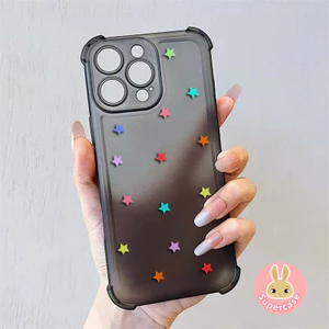 Ốp Điện Thoại Thoáng Mát Mùa Hè Cho iPhone 13 Pro Max 12 Mini Pro Max XR XS Max X 8 7 Plus SE3 SE2 2022 2020 + Ốp Lưng Mờ Dễ Thương Đơn Giản Nhiều Màu Sắc Ngôi Sao Mềm AirBag Vỏ Chống Sốc