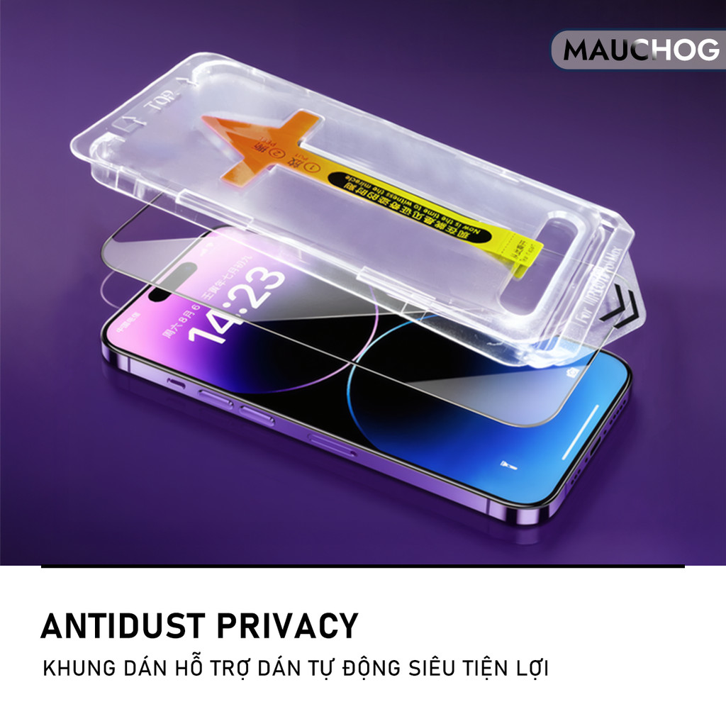 Kính Cường Lực Chống Nhìn Trộm Có Khung Dán Lấy Bụi Cho Điện Thoại iPhone 17 Pro Max 16 15 14 13 12