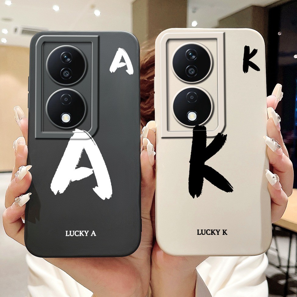 Honor X7b CLK-LX1 CLK-LX2 CLK-LX3 Ốp lưng Honor X7b 5G Chữ thời trang đơn giản Thiết kế họa tiết A-Z Ốp lưng chống sốc bằng silicon