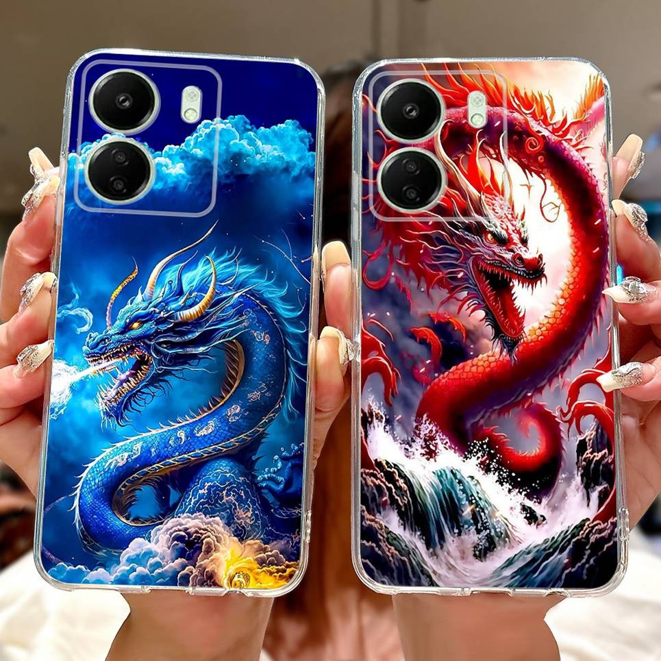 Dành Cho Xiaomi Redmi 13 13C 13R / Poco C65 Ốp Điện Thoại Rồng Mát Sư Tử Hổ Cá Koi Vỏ Tranh Trong Suốt Mềm TPU Vỏ Silicon