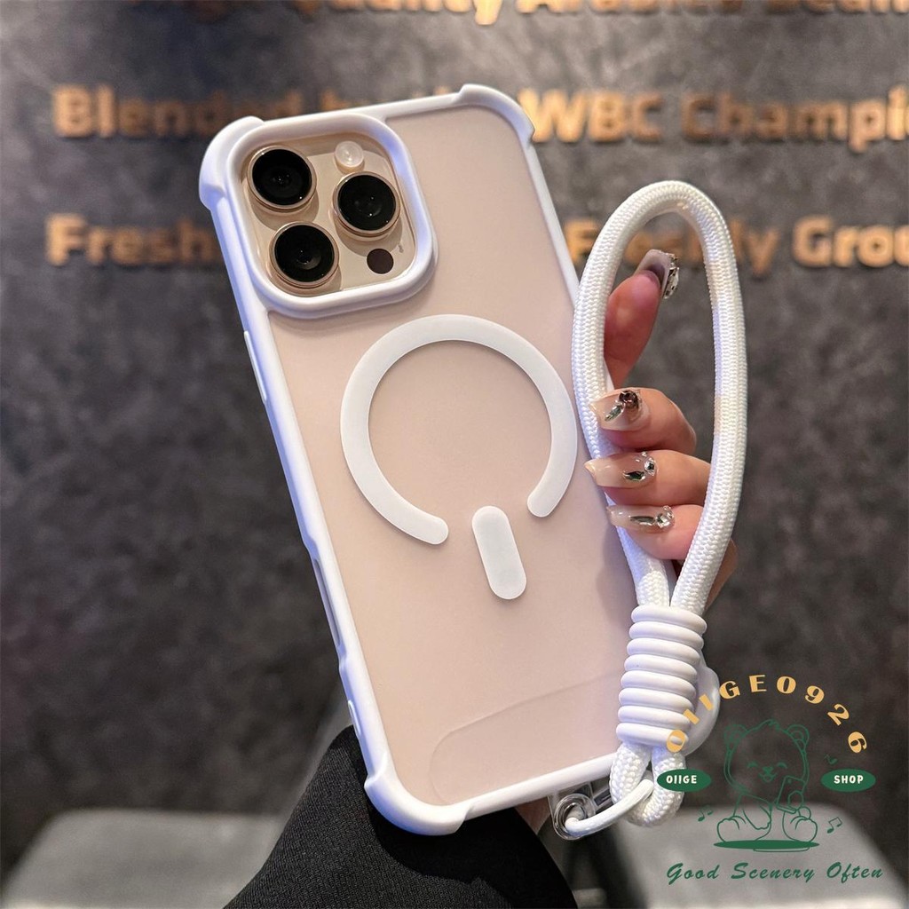 [Vỏ dây buộc] Vỏ điện thoại từ tính mờ túi khí iphone16 Pro Max 15 14 13 12 11 cho vỏ iPhone vỏ mềm TPU chống sốc