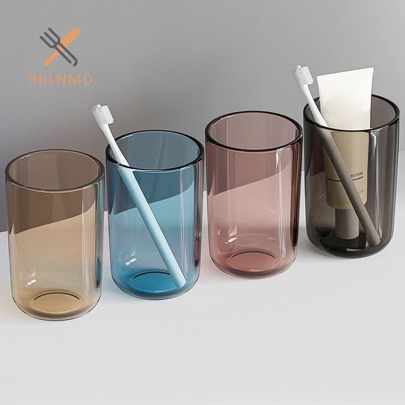 RRLNMD Cặp Đôi Màu Trơn Trong Suốt Cốc Nước súc Miệng Dung Tích Lớn Phong Cách Bắc Âu Bàn Chải Đánh Răng Cốc Nước súc Miệng Trong Suốt Cốc Nhựa MỚI