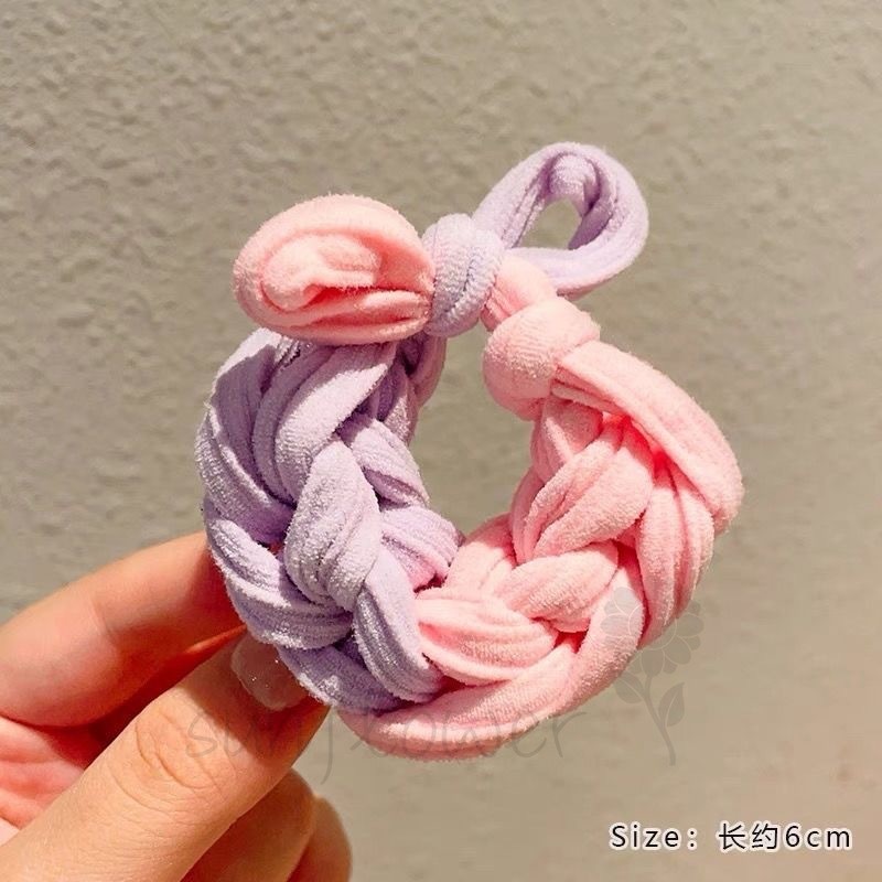 [hướng dương] Dây buộc tóc bện nơ đa màu sắc băng đô bền弹性高