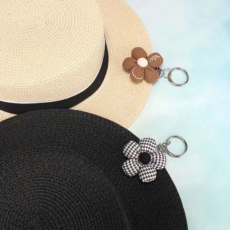 Mới Năm Cánh Hoa Cotton Thêu Móc Khóa Du Lịch Mũ Kẹp Kính Mát