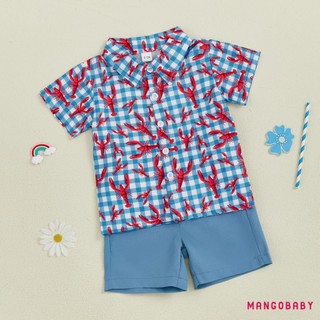 MG-Toddler Bé Trai Trang Phục Mùa Hè Vịt / Tôm Hùm In Áo Sơ Mi Tay Ngắn Nút Xuống Có Quần Short Chắc Chắn Bộ 2 Chiếc