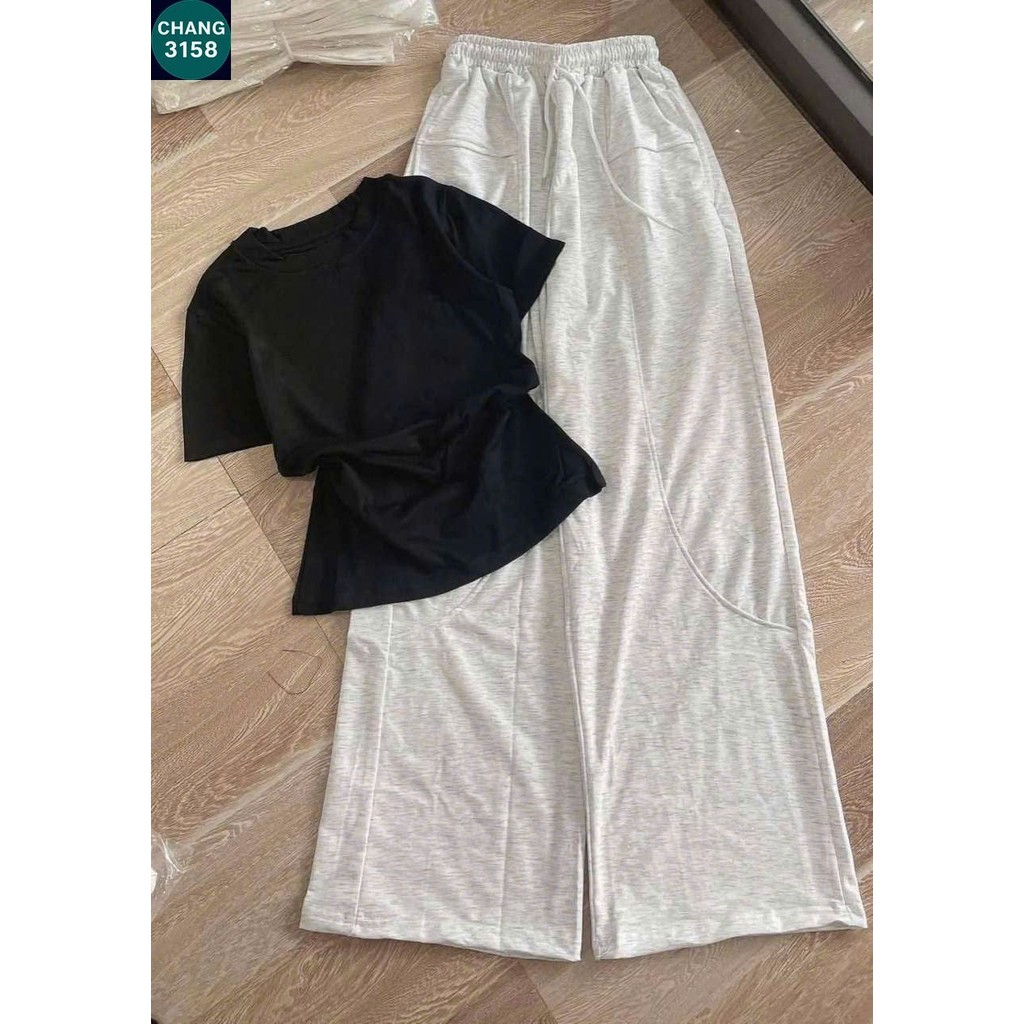 Tổng hợp các Sét Bộ Quần Đũi + Mix Áo Thun Tăm Croptop trơn -chang3158