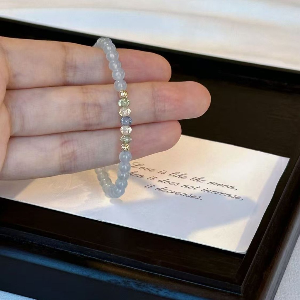 2025 Vòng tay Aquamarine Chalcedony mới bán chạy, trang sức tối giản tinh tế, quà tặng cho bạn gái trong Ngày lễ tình nhân