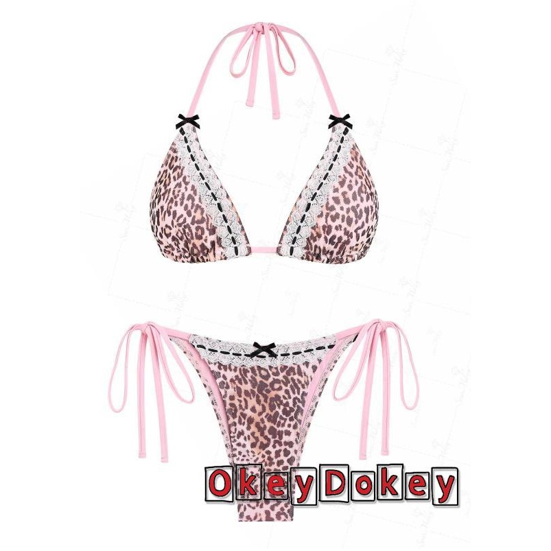 OKDK-Bộ Bikini 2 chiếc dành cho nữ. Áo ngực in hình lá kèm quần đùi - Đồ bơisummerwear cho kỳ nghỉ