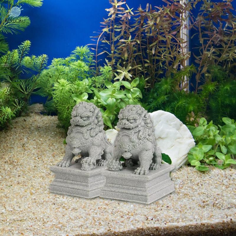 Kohaku 2x Tượng Sư Tử Đá Mini Các Bức Tượng Nhỏ Trang Trí Phong Thủy Trang Trí Bể Cá Cho Kệ Sách Lò Sưởi Văn Phòng Năm Mới