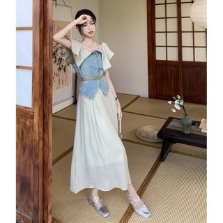 Bộ Phong Cách Trà Phong Cách Hàn Quốc Trang Phục Mùa Hè Trọn Bộ Váy Hai Dây Thời Trang Cao Cấp