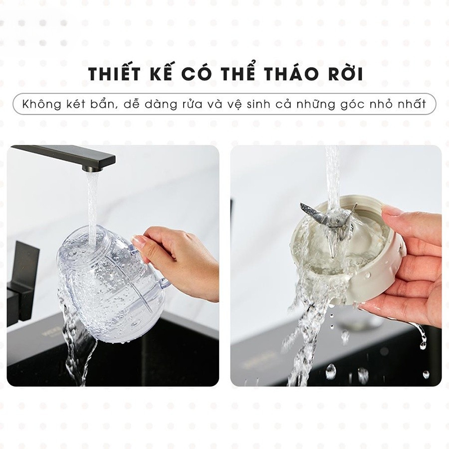Máy Xay Sinh Tố Cầm Tay 0.4L Bear LLJ-C04W1 (BL-4H04M) - 150W, 2 Cối Xay Đá Viên - Hàng Chính Hãng