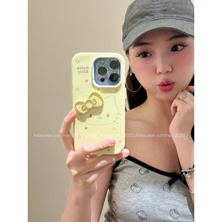Phim hoạt hình dễ thương 3D kim cương Nơ Hello Kitty Cat 2in1 Vỏ điện thoại silicon lỏng cho iPhone 16 Pro Max 14 15 Promax 13 Vỏ điện thoại di động mềm mại ngọt ngào nữ tính