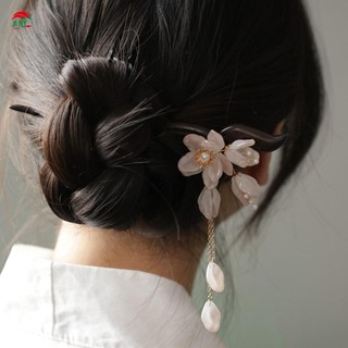 Kẹp tóc phong cách Trung Quốc Kẹp tóc thẳng dài với tua rua hoa ngọc trai để ghép nối với quần áo phong cách Trung Quốc