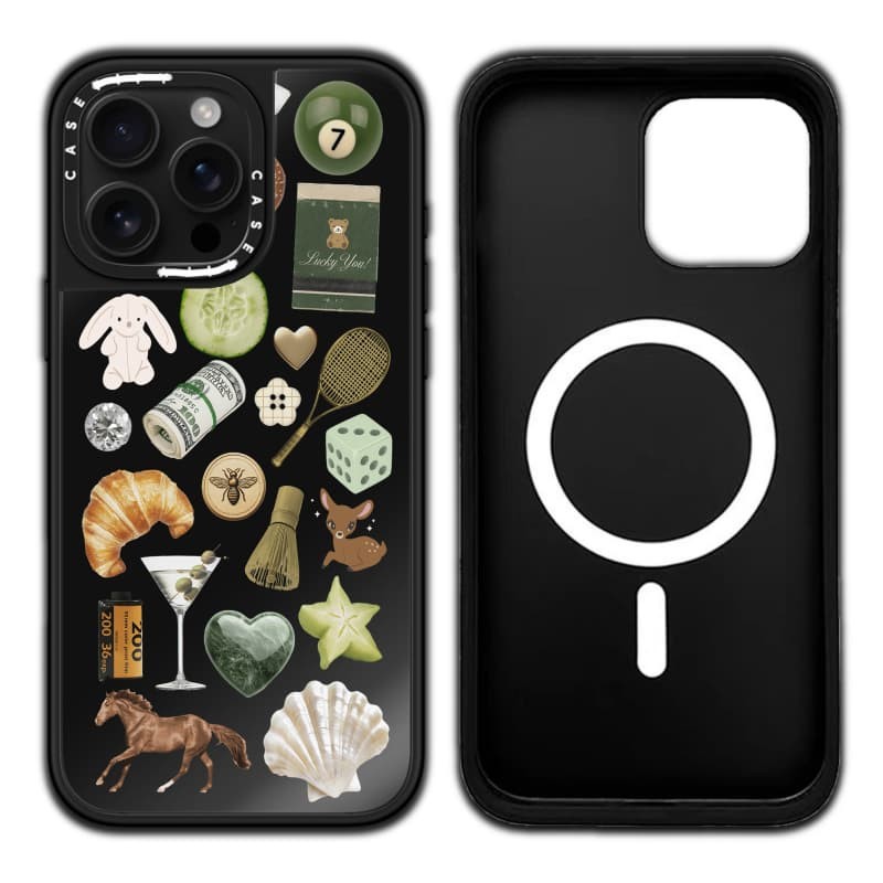 CASECASE X Lucky Croissant Ốp lưng nam châm hút từ tính Vỏ iPhone iPhone 16 15 14 13 12 Pro Max Plus Ốp lưng cứng có hộp khắc logo
