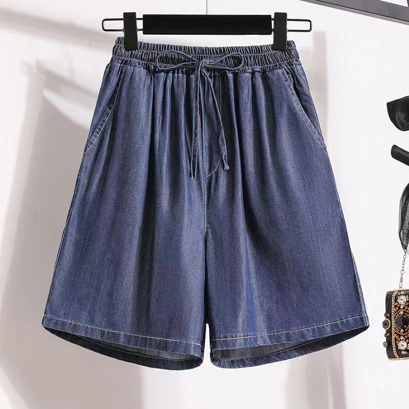 Quần short denim vải Tencel cảm giác mát lạnh mùa hè phong cách Hàn Quốc