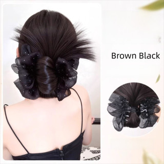 ASDFGER Bun Head Tóc Giả, Với Lưới Lông Tơ Tóc Bun Vuốt Kẹp, Tóc Giả Tổng Hợp Tự Nhiên Kẹp Tóc Phụ Kiện Tóc