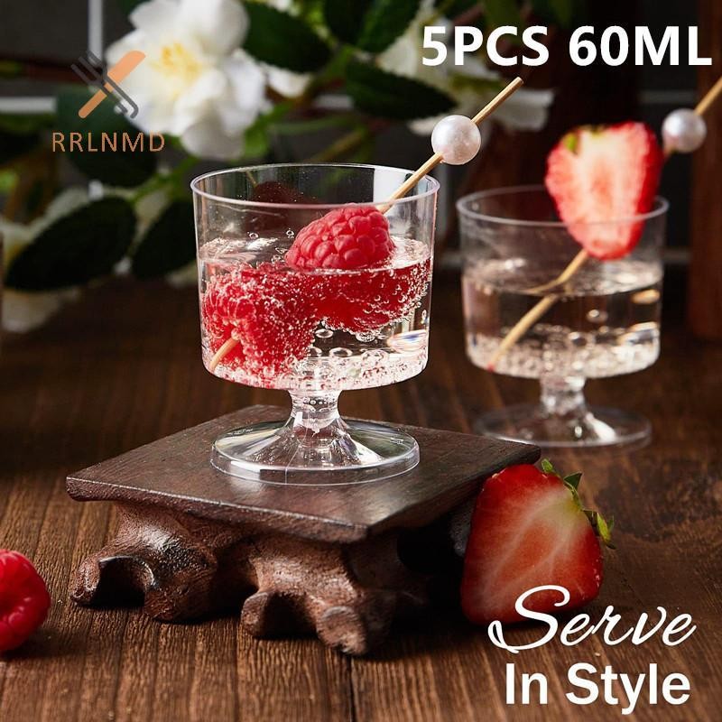 RRLNMD 5 Chiếc 60ml Mini Cốc Rượu Nhỏ Ly Rượu Có Thể Tái Sử Dụng Rượu Uống Cốc Nhựa Tráng Miệng Cốc Trong Suốt Mousse Thạch Sữa Chua Cốc MỚI