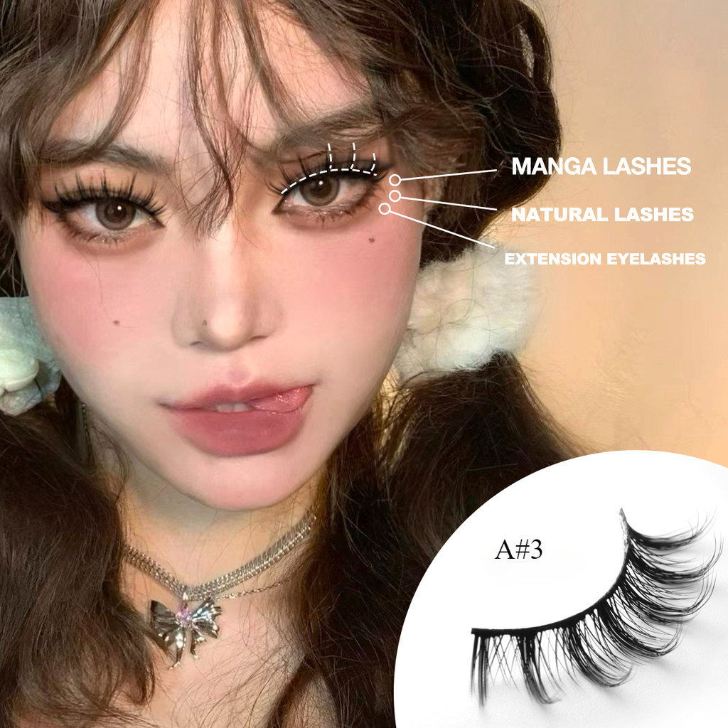 Manga Tự Nhiên Full Strip Lash - Lông Mi Giả Dài Lông Tơ 3D Có Dây Đen - Dành Cho Mèo Khói Trang Điểm Mắt Nhìn