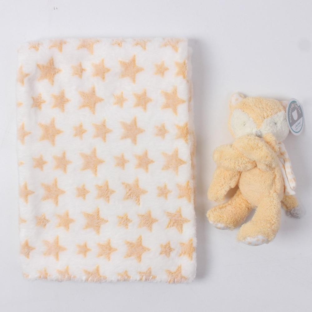 CATIYAHA 2 Cái / bộ Chăn Ngủ Cho Bé Sơ Sinh, Quà Tặng Cho Bé 75 * 100cm Chăn Sang Trọng, Thú Nhồi Bông Mềm Flannel Bunny Thiết Kế Chăn Ngủ Cho Bé