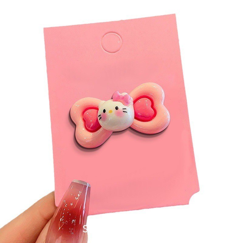 Kẹp tóc hồng cho bé gái, kẹp tóc hình trái tim bên hông, kẹp tóc trán, kẹp tóc Hello Kitty dễ thương