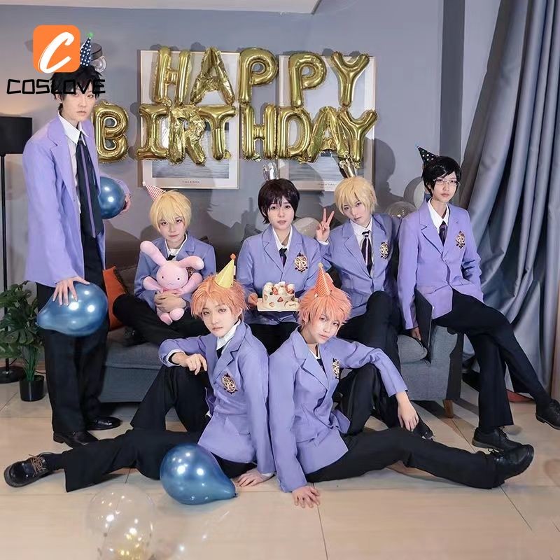 Anime Ouran Trường Trung Học Chủ Câu Lạc Bộ Cosplay Quần Áo Trọn Bộ Trang Phục Trang Phục Cho Người Đàn Ông Tím Đồng Phục Cosplay Đảng