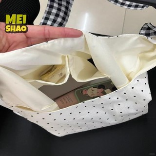 MeiShao Vintage Chấm Bi Nữ Túi Đeo Vai Vải Dung Tích Lớn Nữ Messenger Bagsmuter Túi Xách