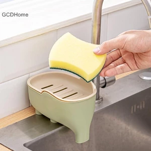 GCDHome 1 / 4 Hộp Xà Phòng Hai Lớp Sáng Tạo Voi Dễ Thương Phòng Tắm Phụ Kiện Trang Trí Nhà Cửa Trẻ Em Chống Thấm Nước Thoát Giá Nóng