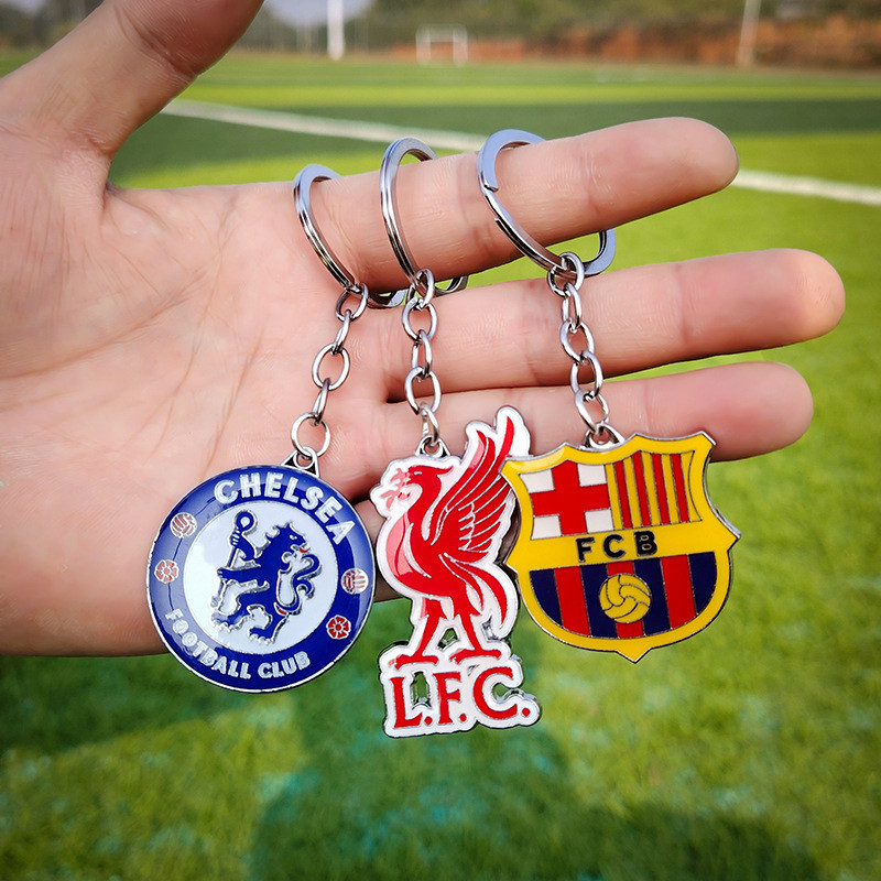 Mặt hàng cho người hâm mộ bóng đá Chelsea Barcelona, huy hiệu đội, móc khóa xe hơi nhiều màu sắc, mặt dây chuyền ba lô CGVF