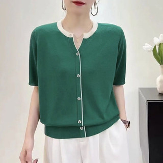 Mùa Hè Phong Cách Mới Ice Silk Rời Áo Thun Tay Ngắn Nữ Kích Thước Lớn Bao Da Thịt Mỏng Hơn Nhìn Mỏng Hơn