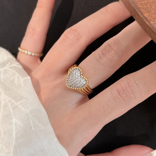 Nhẫn nữ hình trái tim rỗng đính kim cương phong cách mới của Mỹ