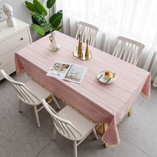 Ins Cô Gái Trái Tim Vải Lanh Cotton Khăn Trải Bàn Nhỏ Tươi Vuông Tua Rua Khăn Trải Bàn Hình Chữ Nhật Học Sinh Vải