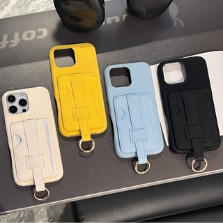 Sang Trọng Kaki Trắng Wrsitband Khe Cắm Thẻ Túi Da PU Ốp Lưng Điện Thoại iPhone 16Promax 15Promax 12 13 14 Pro Max Chống Sốc Bảo Vệ Toàn Diện Nữ Vỏ Di Động