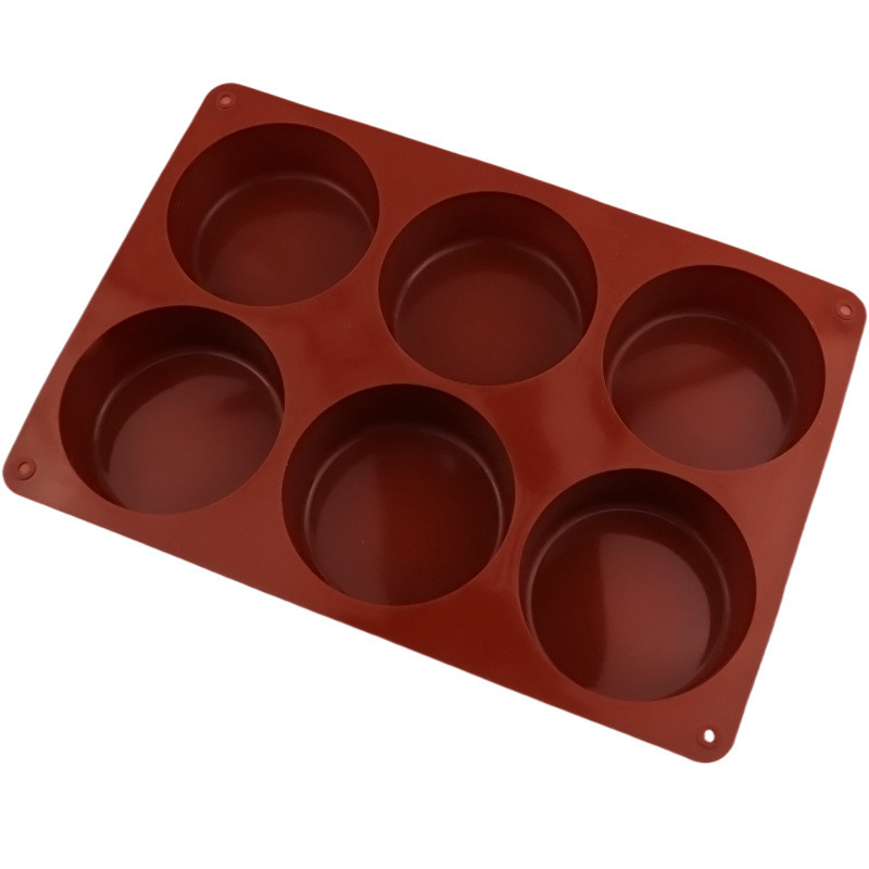 Khuôn silicon 6 khoang lớn hình trụ, khuôn làm bánh, xà phòng, socola, mousse tráng miệng DIY