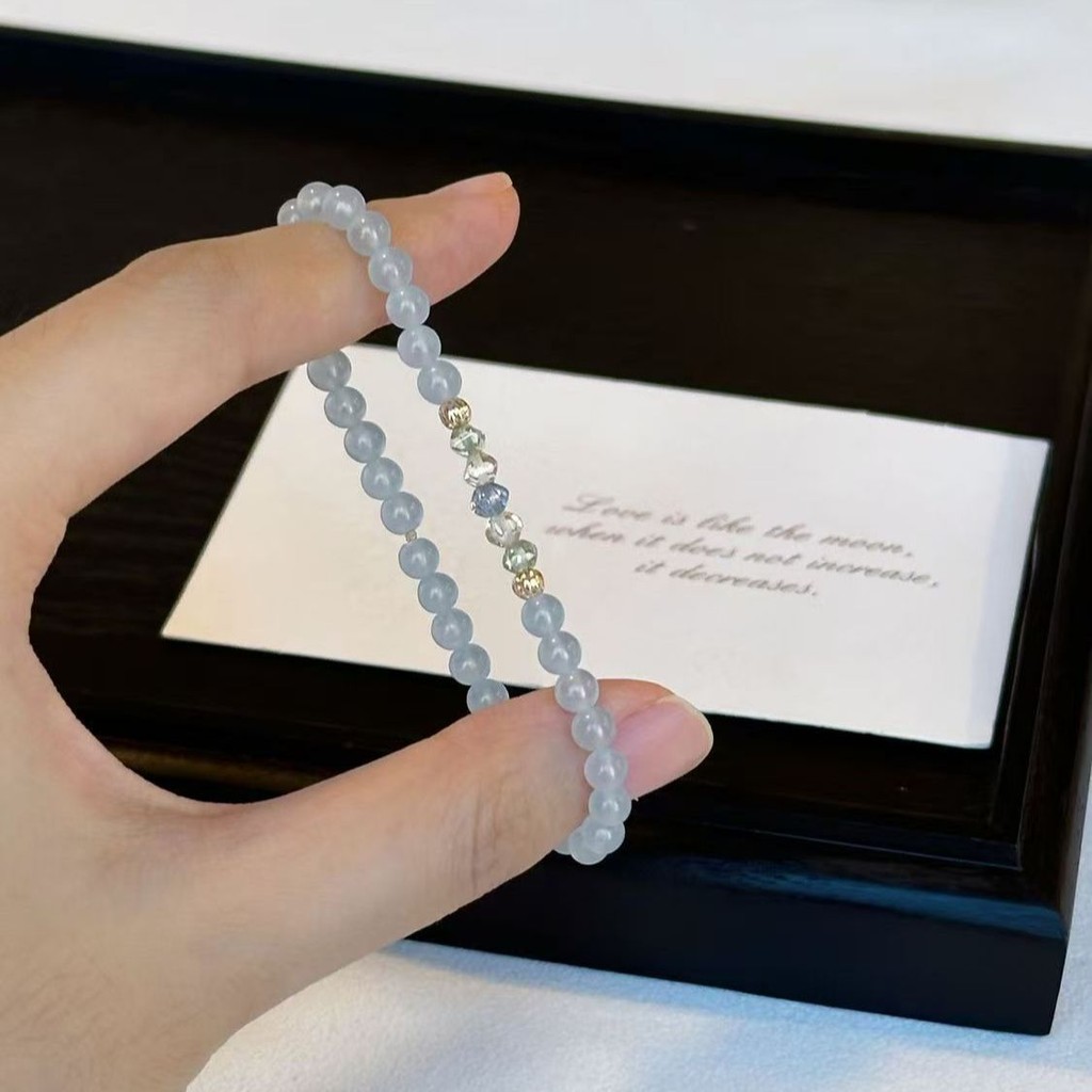 2025 Vòng tay Aquamarine Chalcedony mới bán chạy, trang sức tối giản tinh tế, quà tặng cho bạn gái trong Ngày lễ tình nhân