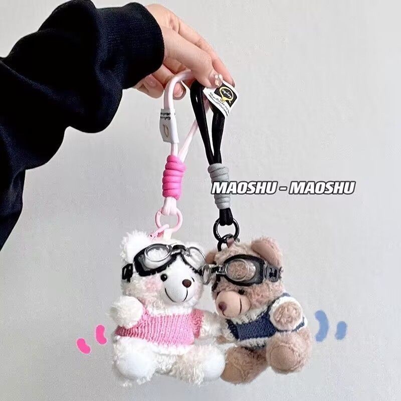 Đan Áo Len Gấu Móc Khóa Sang Trọng Búp Bê Cặp Đôi Dễ Thương Quà Tặng Mặt Dây Chuyền Phụ Kiện
