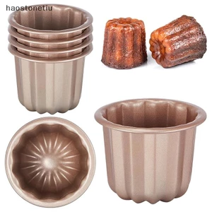 HA 6 Chiếc Bánh Canele Khuôn Nhỏ Chống Dính Chảo Canele Muffin Khuôn Cupcake Máy Nướng Bánh Chảo Thép Carbon Bánh Ngọt Khuôn Cupcake Giá Đỡ n