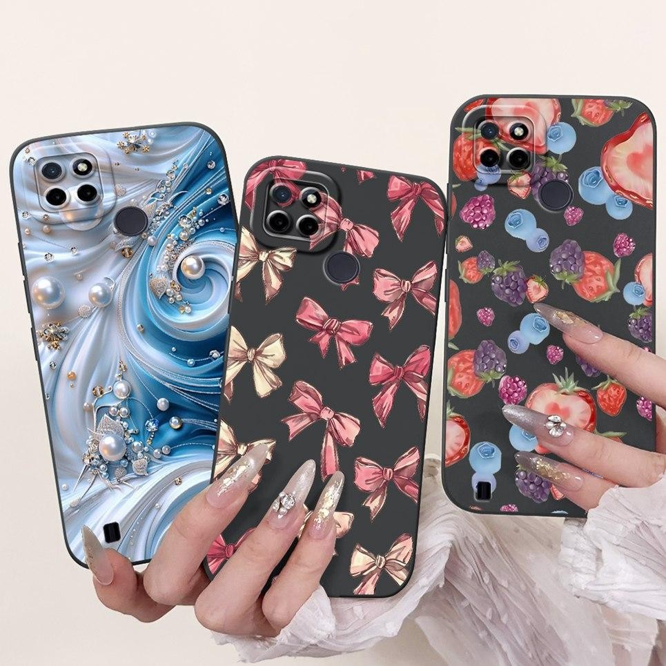 Vỏ Thời Trang Mới Cho Realme C21y C25y C25 C25s Ốp lưng Ốp Lưng Nữ Tính Hoa Bướm Hoạt Hình Vỏ Mềm