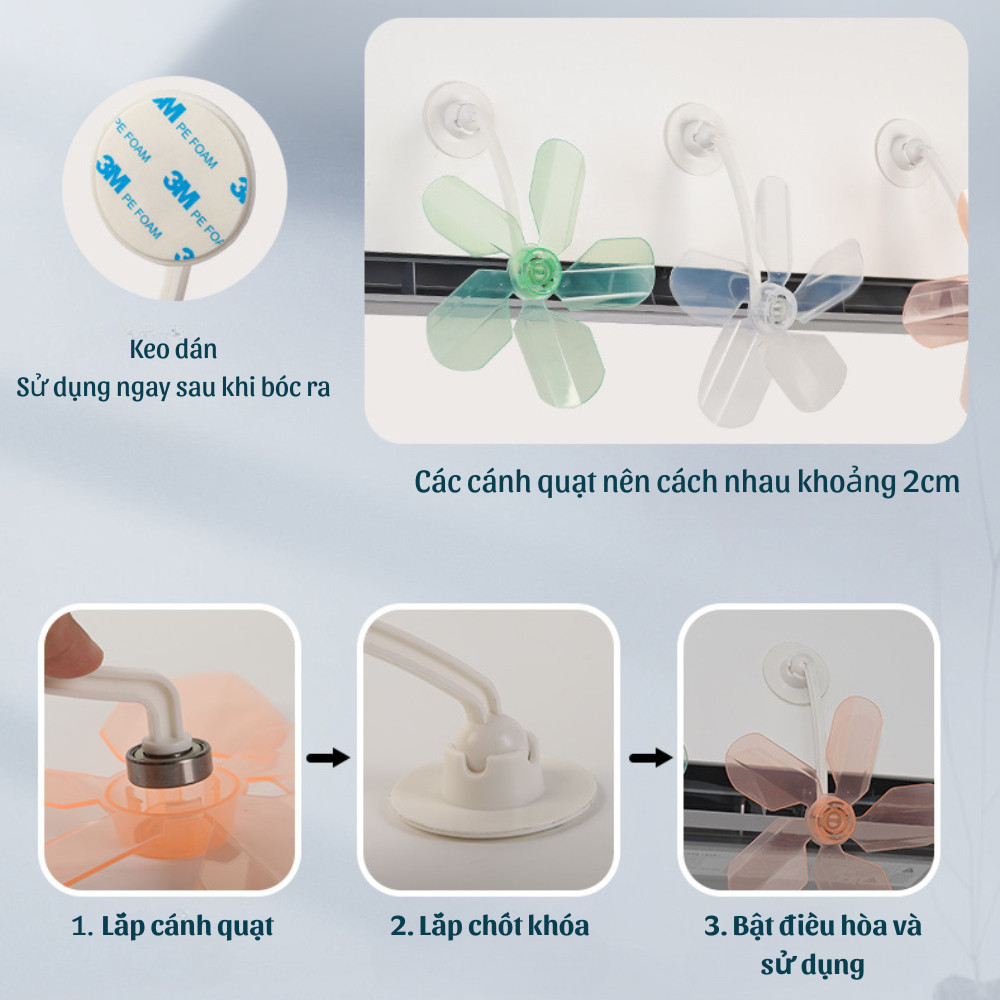 Quạt tản gió điều hòa DINO, quạt chuyển hướng gió điều hòa máy lạnh 3 cánh, điều chỉnh 360 độ bảo vệ sức khỏe gia đình