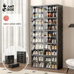 Tủ Đựng Giày Màu Đen ANTBOX 4-10 Có Bánh Xe, Hộp Đựng Giày Trưng Bày, Dễ Dàng Lắp Đặt, Giá Để Giày Gia Đình Có Thể Gập Lại, Có Nắp, Dung Tích Lớn, Lắp Đặt Miễn Phí, Hộp Đựng Giày Chắc Chắn — ảnh 1