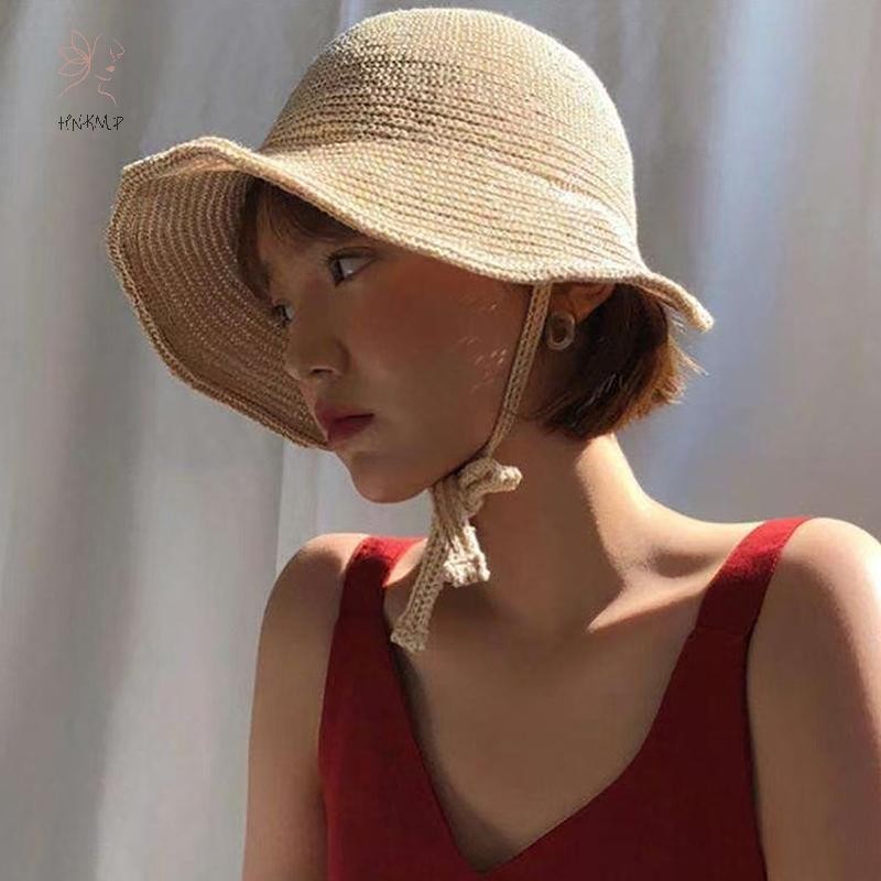 HNKMP Linen Straw Regency Bonnets Mũ Dành Cho Nữ Mũ Chống Nắng Nơ Bãi Biển Lớn Viền Rộng Cloche Mũ Lên Ngoài Trời Mùa Hè.