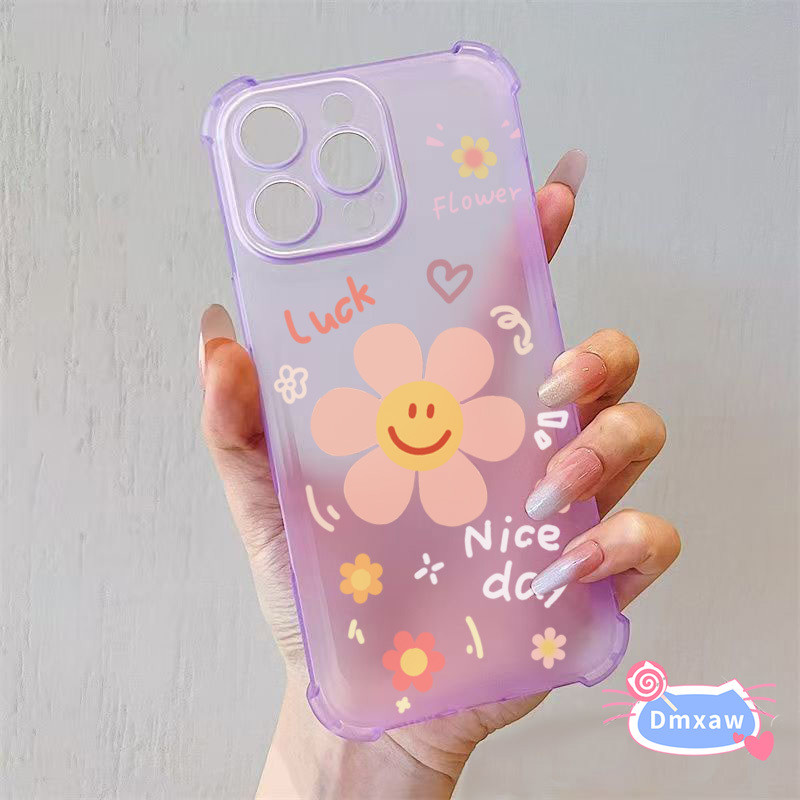 SmilePink Flower Matte Casing Cho Vivo iQOO 13 12 Pro Neo 10 9S 8 7 SE Pro Z9 Turbo Lite Z9X 5G 4G Vỏ Vui Nhộn Dễ Thương May Mắn Ice Mist Vỏ Điện Thoại Chống Sốc Mềm