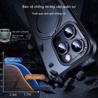 Ốp lưng cao cấp chống sốc chống vân tay tích hợp giá đỡ xoay 360° hỗ trợ sạc từ tính dùng cho iPhone 16 15 14 13 Pro Max