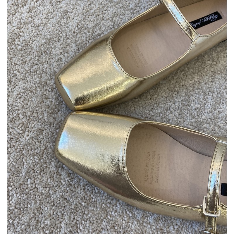 Giày Nữ Size 32-44, Mũi Vuông Pháp, Mary Jane Bạc, Đế Mềm, Phong Cách Nhẹ Nhàng, JUNE10