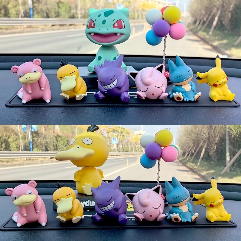 6 Cái / bộ pokemon Pikachu Gengar Jigglypuff Slowpoke Gonbe Psyduck Phiên Bản Ngủ Mô Hình PVC Hành Động Hình Đồ Chơi