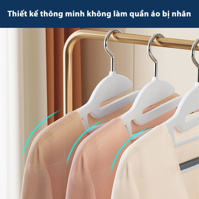Combo 50 Móc treo quần áo chống trượt, Móc treo đồ chống tuột, Móc nhựa cao cấp, dày dặn - BB